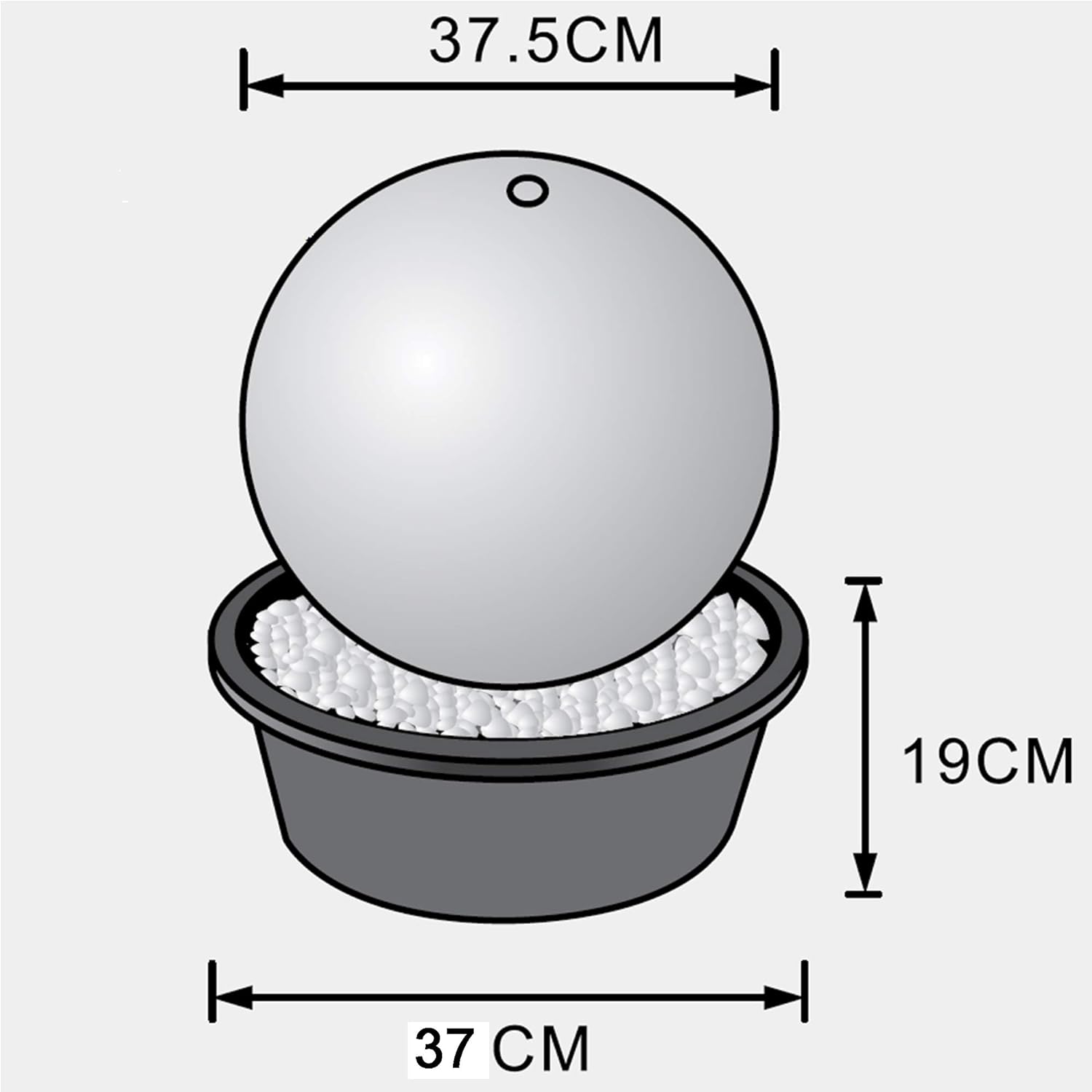 Fontaine sphérique Köhko 40 cm brillant 21004 en acier inoxydable avec éclairage LED - 5