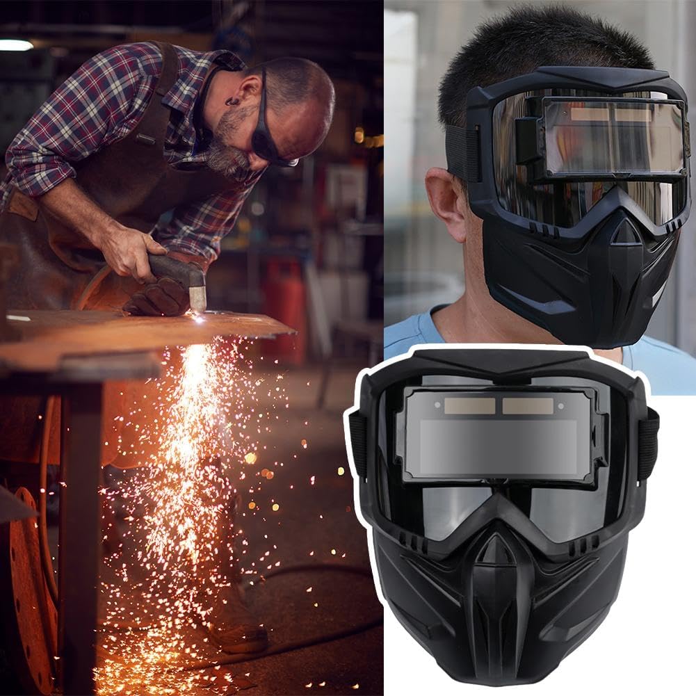 Masque de soudage automatique professionnel monté sur la tête, lunettes de protection et filtre de lumière. - 3