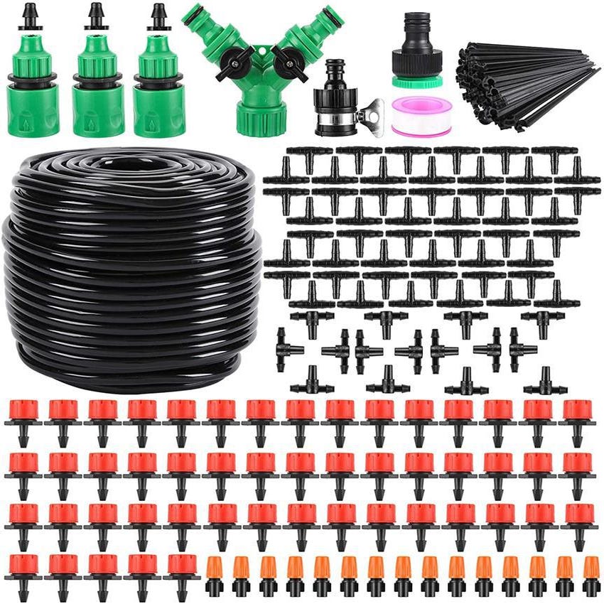SUNNYCLUE Kit Irrigazione A Goccia 344 Pezzi Con Tubo 50+20 M - Sistema Automatico Per Giardino