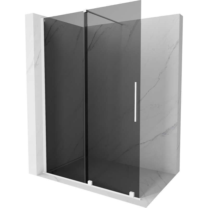 Mexen Velar ścianka prysznicowa rozsuwana Walk-in 130 x 200 cm, grafit 8 mm, biała - 871-130-000-43-20