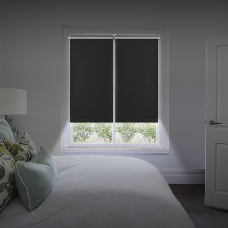 Radeco Store Enrouleur Occultant Noir 200 X 190 Cm - Sans Perçage Possible, Tissu Haut De Gamme