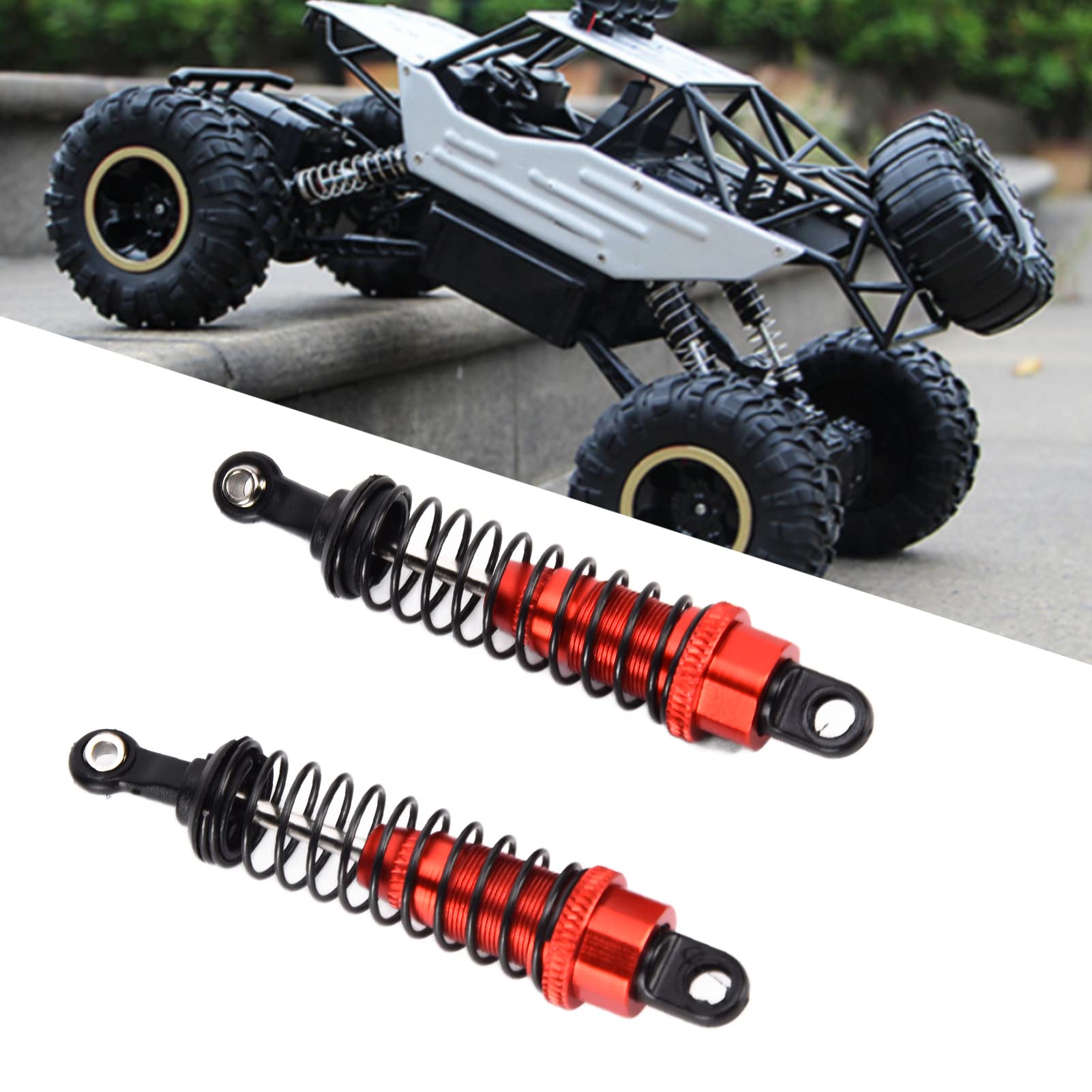 Ammortizzatore RC 2 pezzi Ammortizzatore a quattro ruote motrici Lega di alluminio per telecomando 1/16 (rosso) - 2