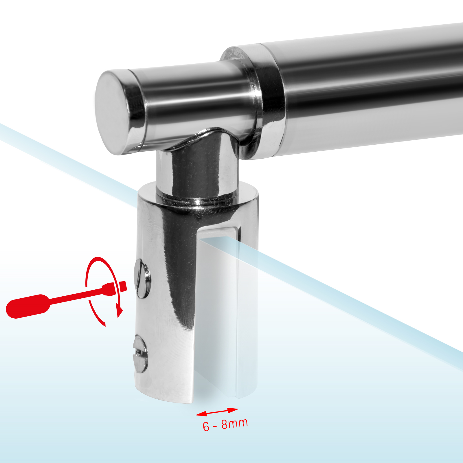 Schulte barre de fixation murale pour paroi de douche 6-8 mm, barre de renfort extensible, barre de stabilisation universelle, aspect chromé - 3