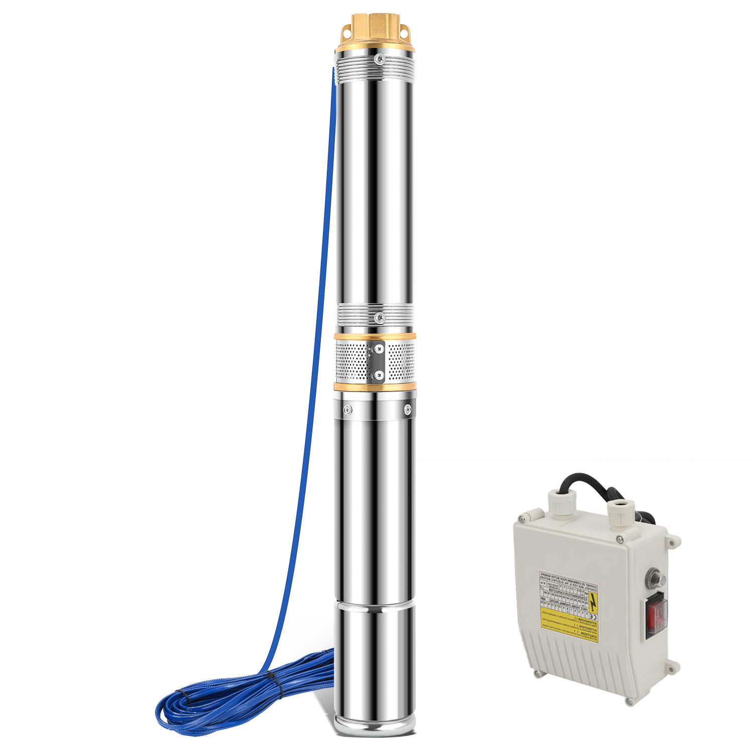 Pompa głębinowa 220 V, 750 W, 4" 4000 l/h, zatapialna pompa wodna ze stali nierdzewnej