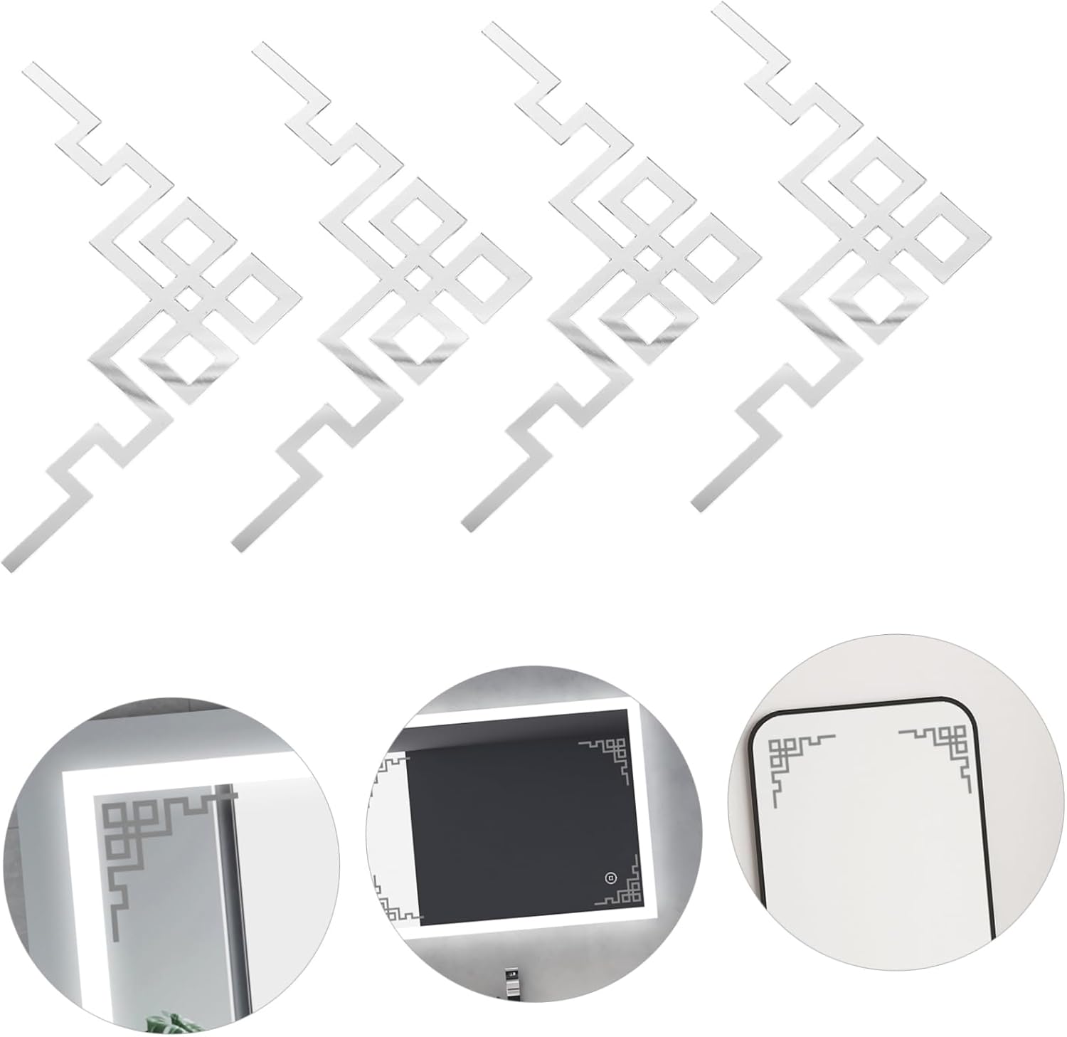 Naklejki dekoracyjne na lustro, 4 szt., naklejki ścienne w rozmiarze E do dekoracji ścian, naklejki na narożniki i krawędzie łazienki i salonu