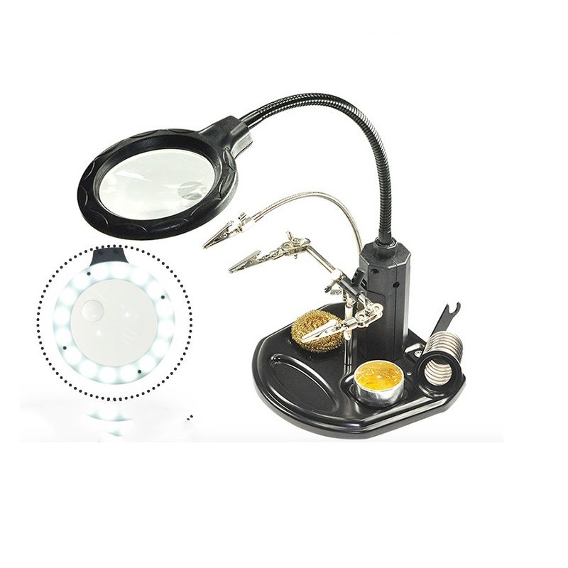 Troisième main Sequre (avec support, LED et loupe