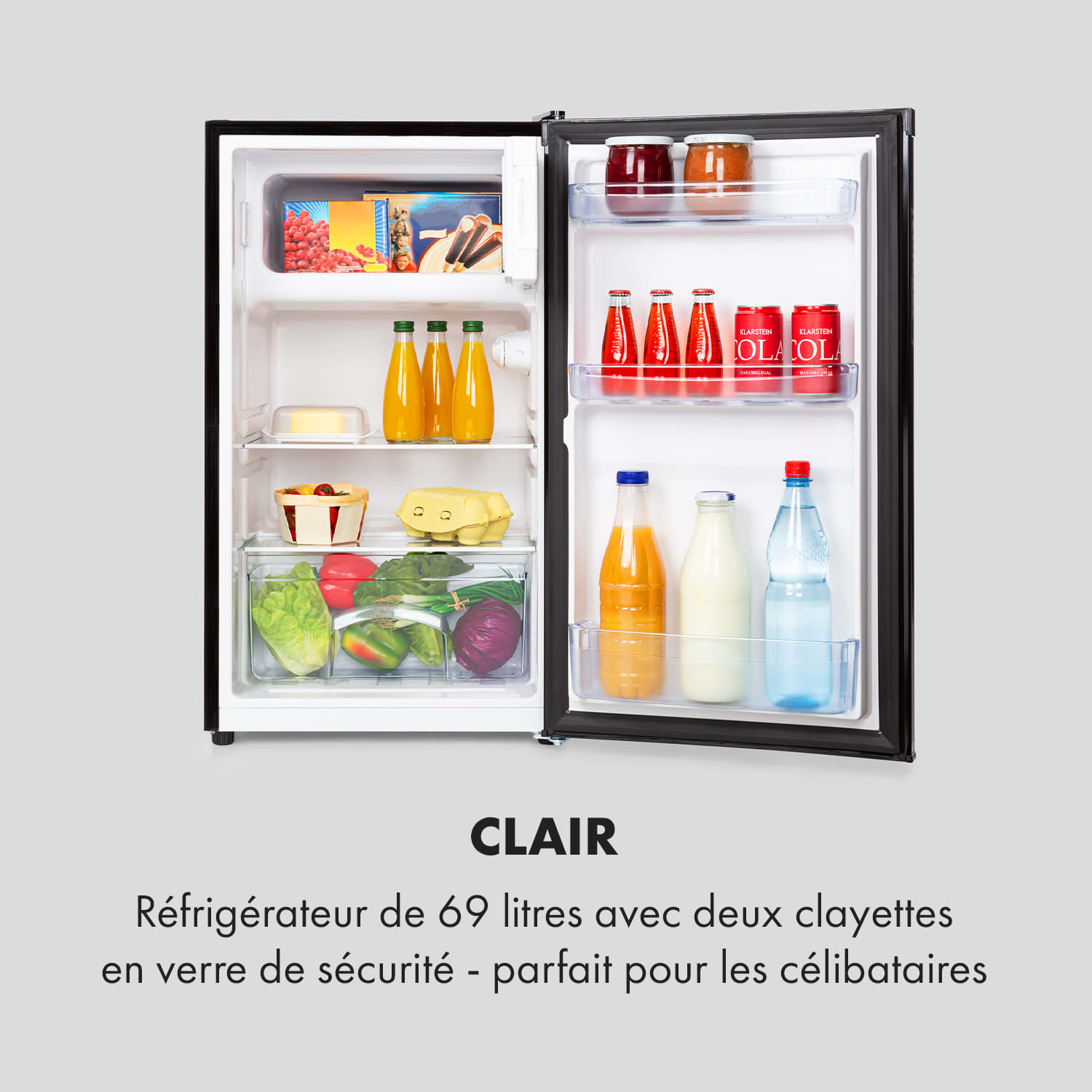 KLARSTEIN Cool Cousin combiné réfrigérateur-congélateur 70/11 litres 40 dB Noir - 3