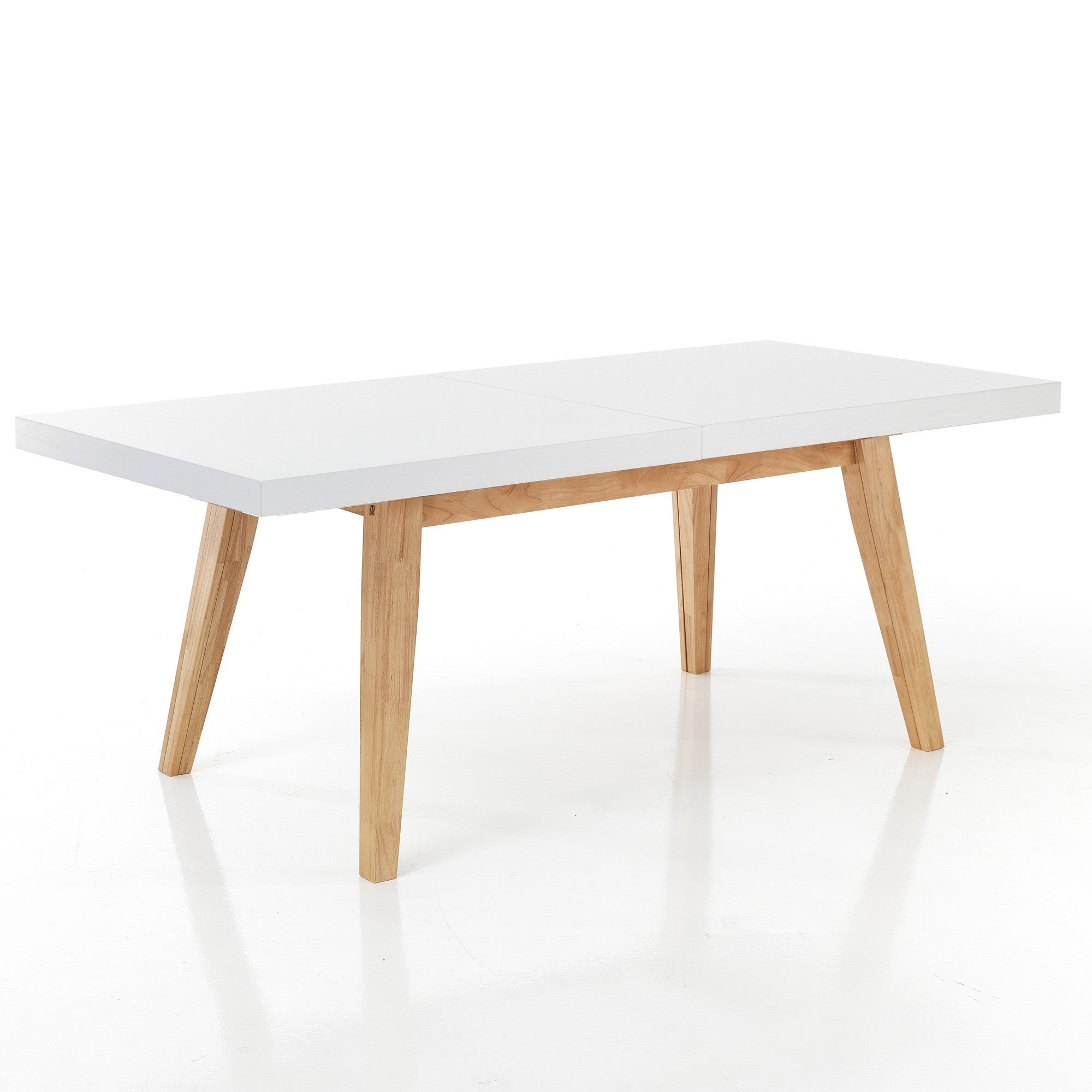 Tavolo allungabile JOKER MDF bianco e gambe rovere massello H78 L180/360 P85 4 allunghe - 2