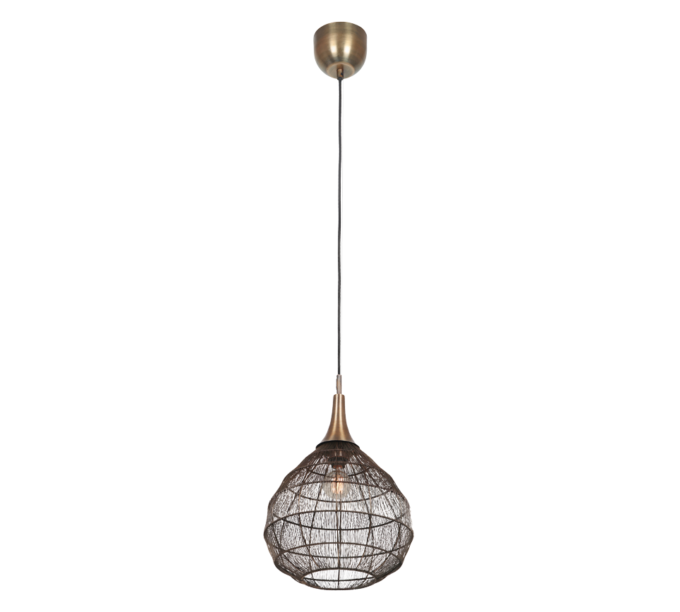 Lampa wisząca Soraya patyna-złota-czarna 1xE27x10W industrialna wym: 150 x 42 x 42 cm metal Trio