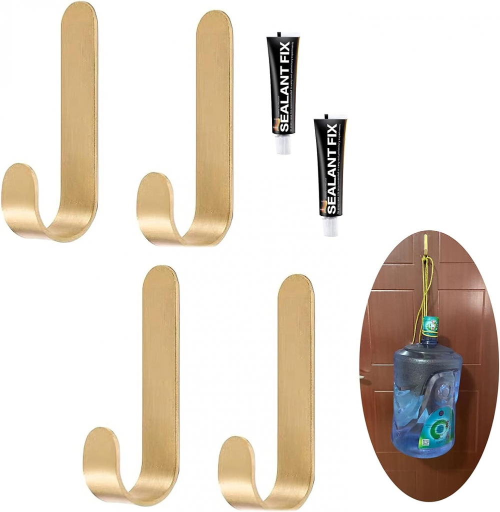 4 samoprzylepne mosiężne haczyki i mosiężne haczyki do dekoracji drzwi, ścian, łazienki, kuchni, ręczników, szlafroków i kapeluszy