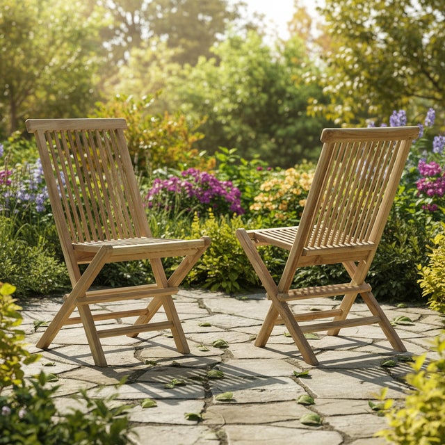 Chaises de jardin pliantes en teck massif Java (lot de 2)