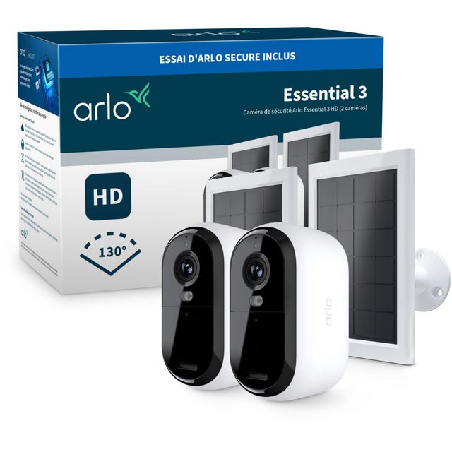 Caméra de surveillance ARLO 2 caméras ext Essential3 2K+ pan. sol