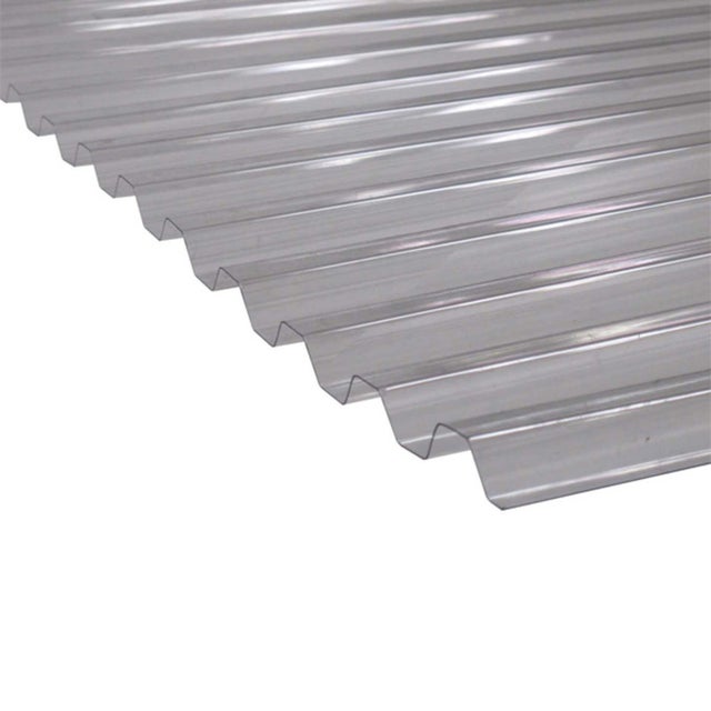 Plaque PVC transparente nervurée (greca) - Transparent - 109cm (Largeur) x 1.5m (Longueur)