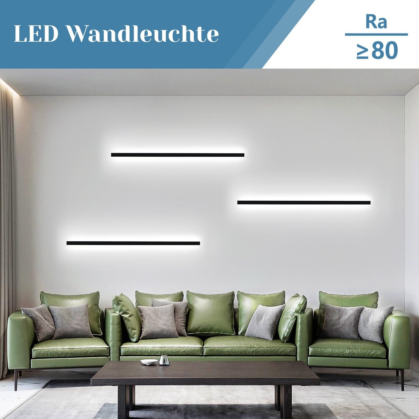 NETTLIFE Zestaw 2 lamp ściennych do wnętrz czarnych 100CM nowoczesne oświetlenie ścienne do przedpokoju 32W - 2