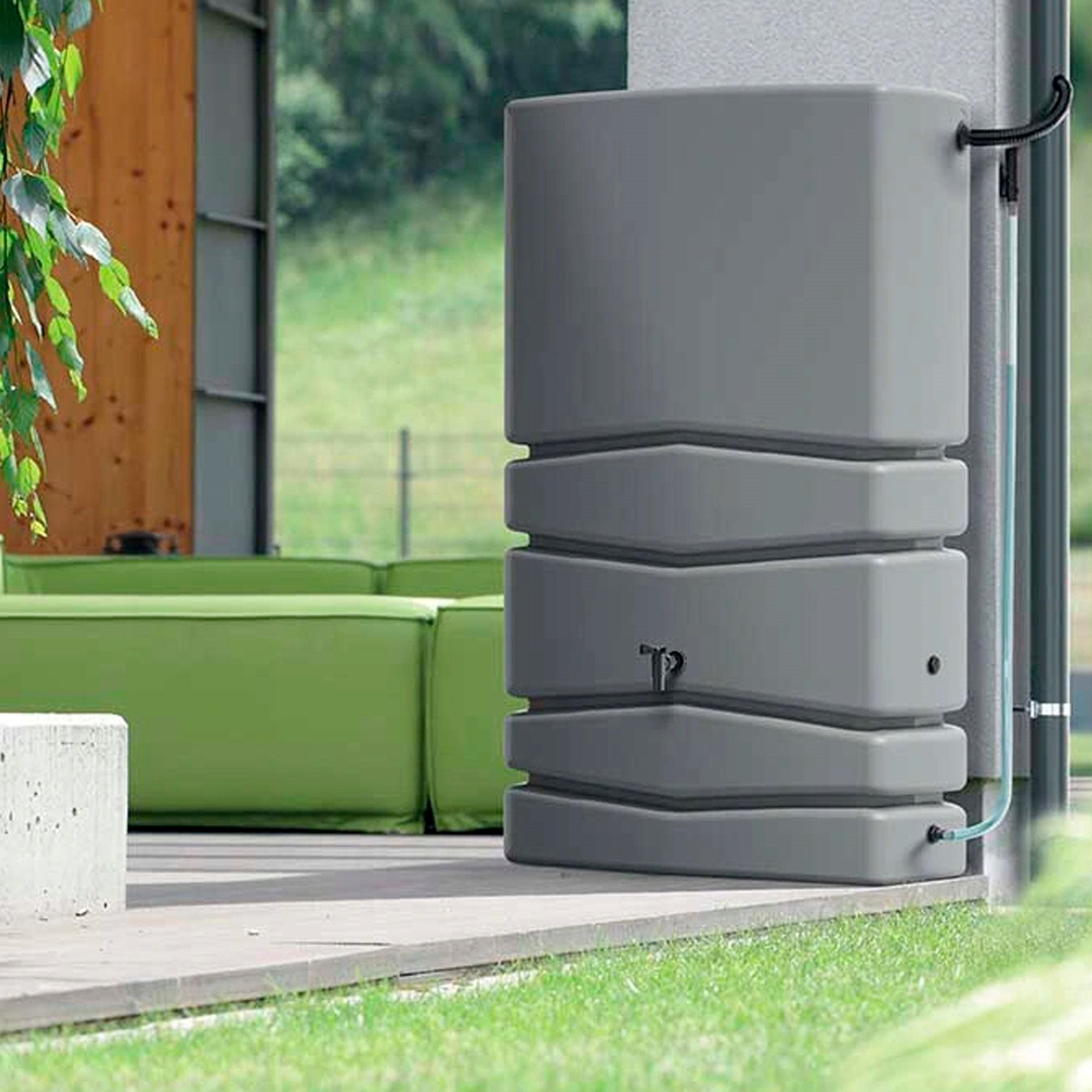 Fût de récupération d'eau 350L., D.77,5x38,3x13,50 en plastique anthracite - 4