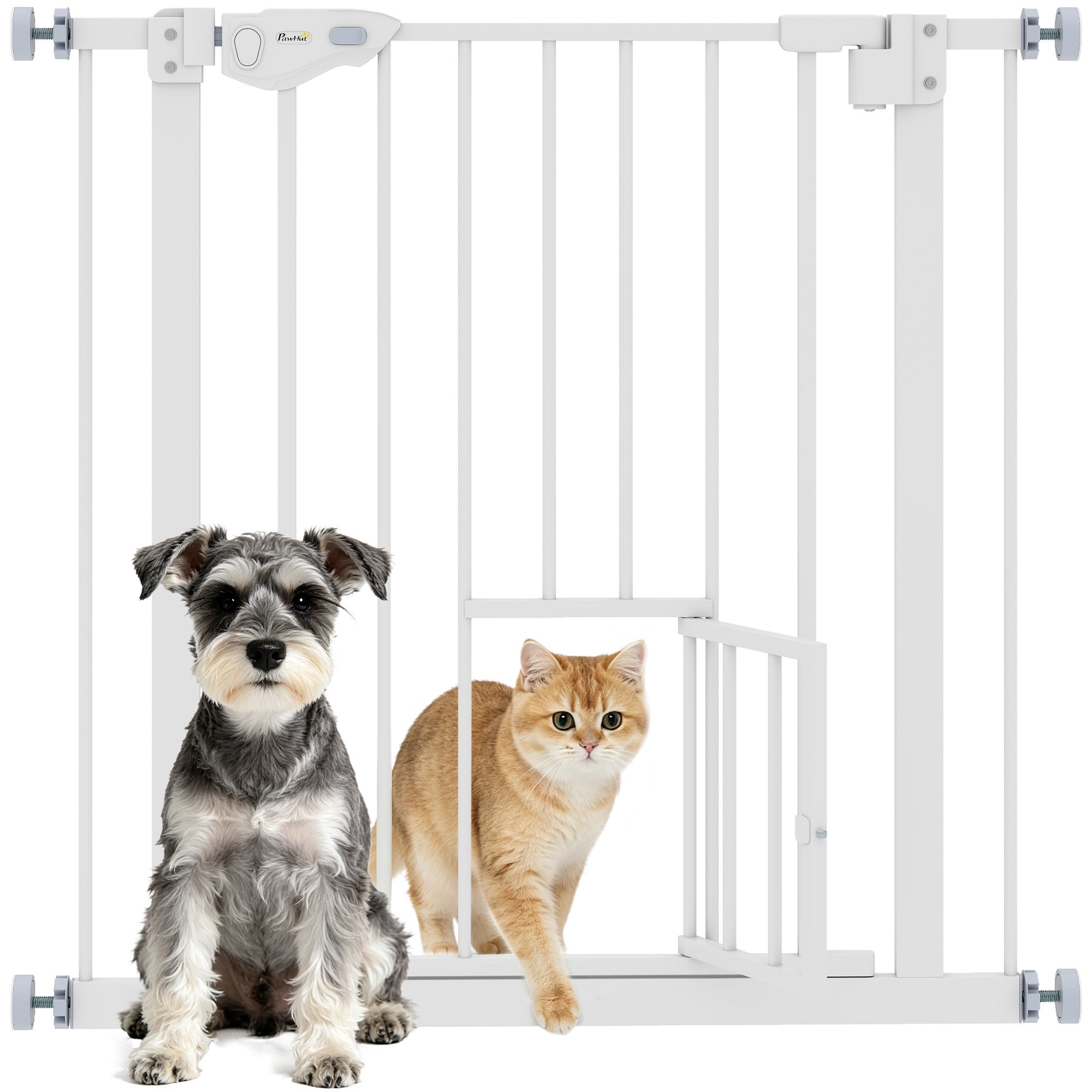 Barrière blanche extensible petite porte fermeture auto double — free download