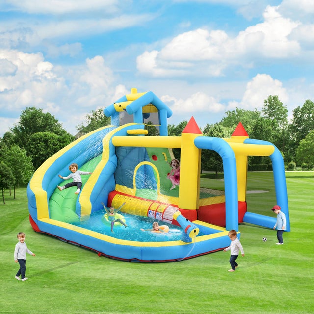 Toboggan Aquatique Gonflable 200x80x85 Cm – Base Remplissable D’Eau, PVC Résistant, Pour Piscine Et Jardin Enfants