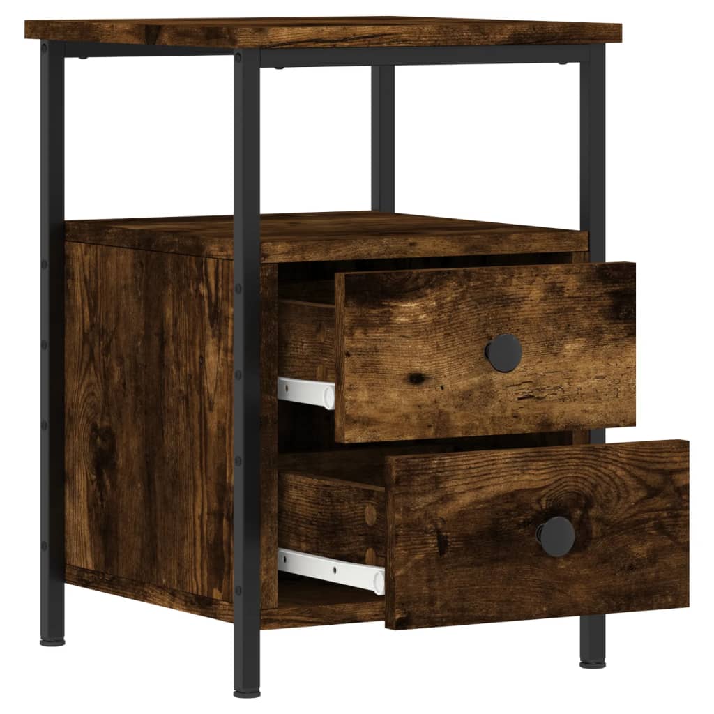 Table de chevet chêne fumé 34x35,5x50 cm bois d'ingénierie - 5