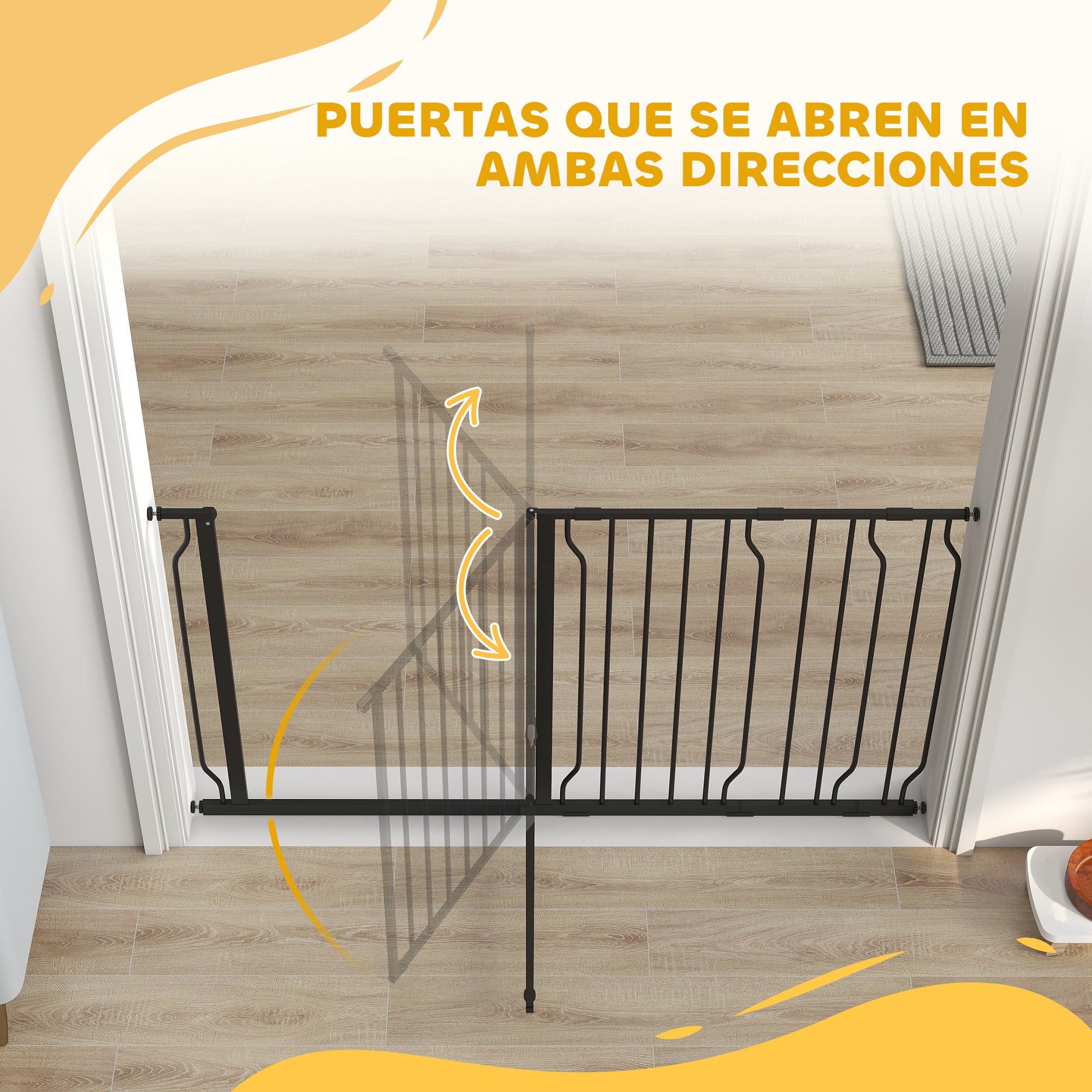 Barrera de Seguridad PawHut Acero, ABS Negro 145x1.5x76 cm - 4