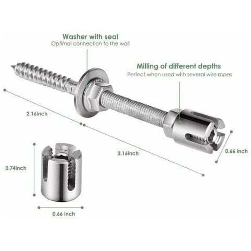 Support pour plantes grimpantes, kit de suspension de corde en acier inoxydable de 12 m avec câble en acier inoxydable de 3 mm et 8 tendeurs - 4