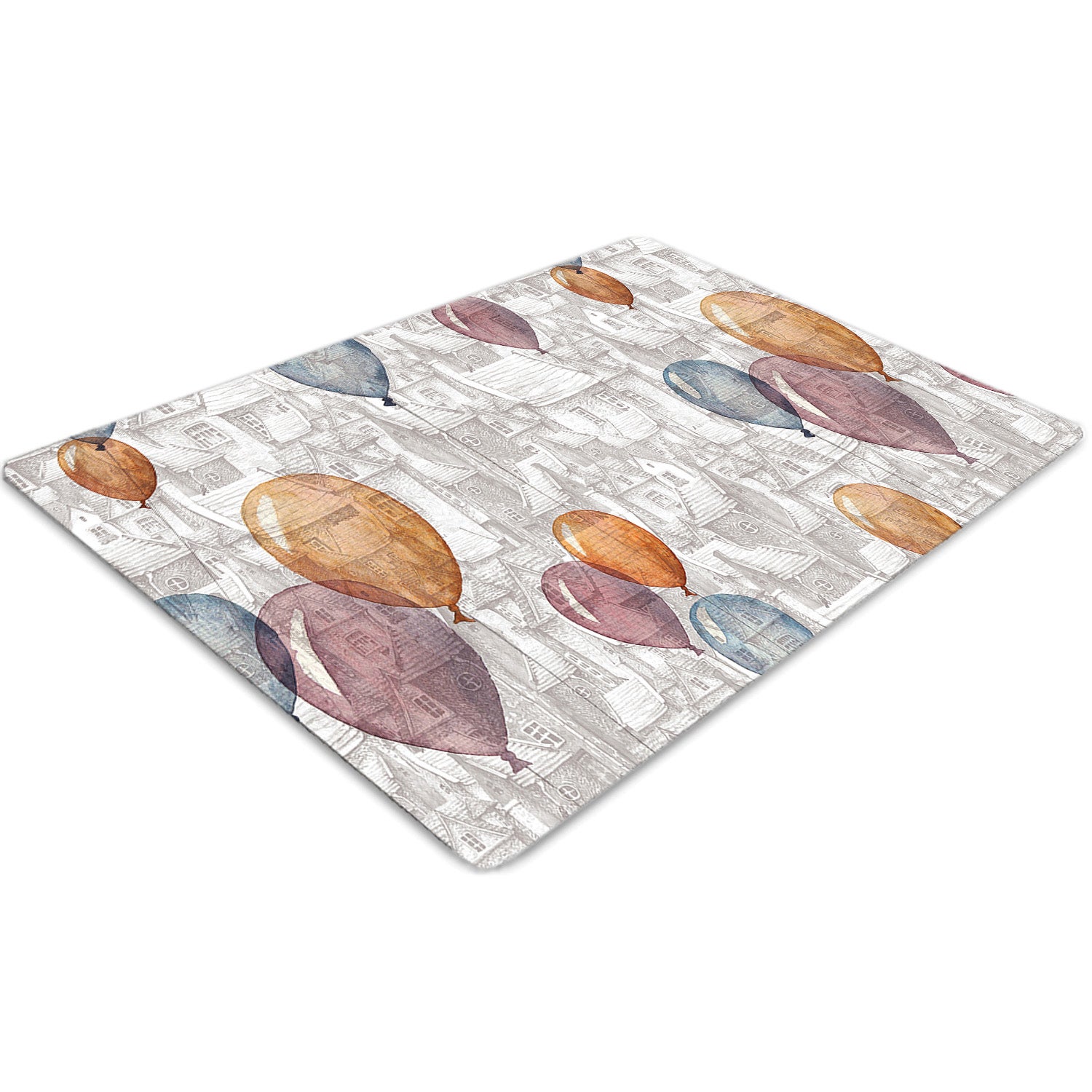 Mata pod biurko, Balony i domy 120x90 cm minimalistyczna – Tulup