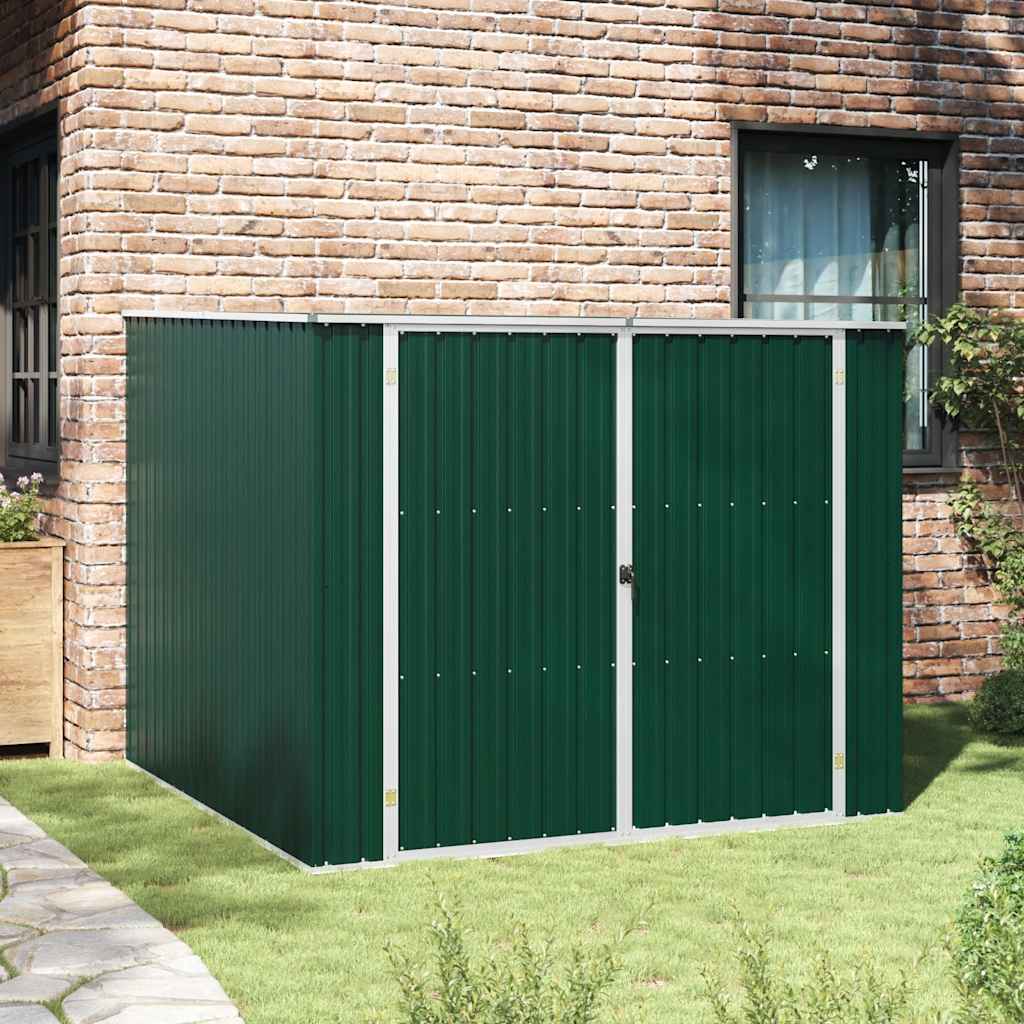 Abris de Jardin acier galvanisé 195x198x159 cm grand rangement outils jardin mobilier, portes doubles toit incliné pour terrasse extérieur - 2