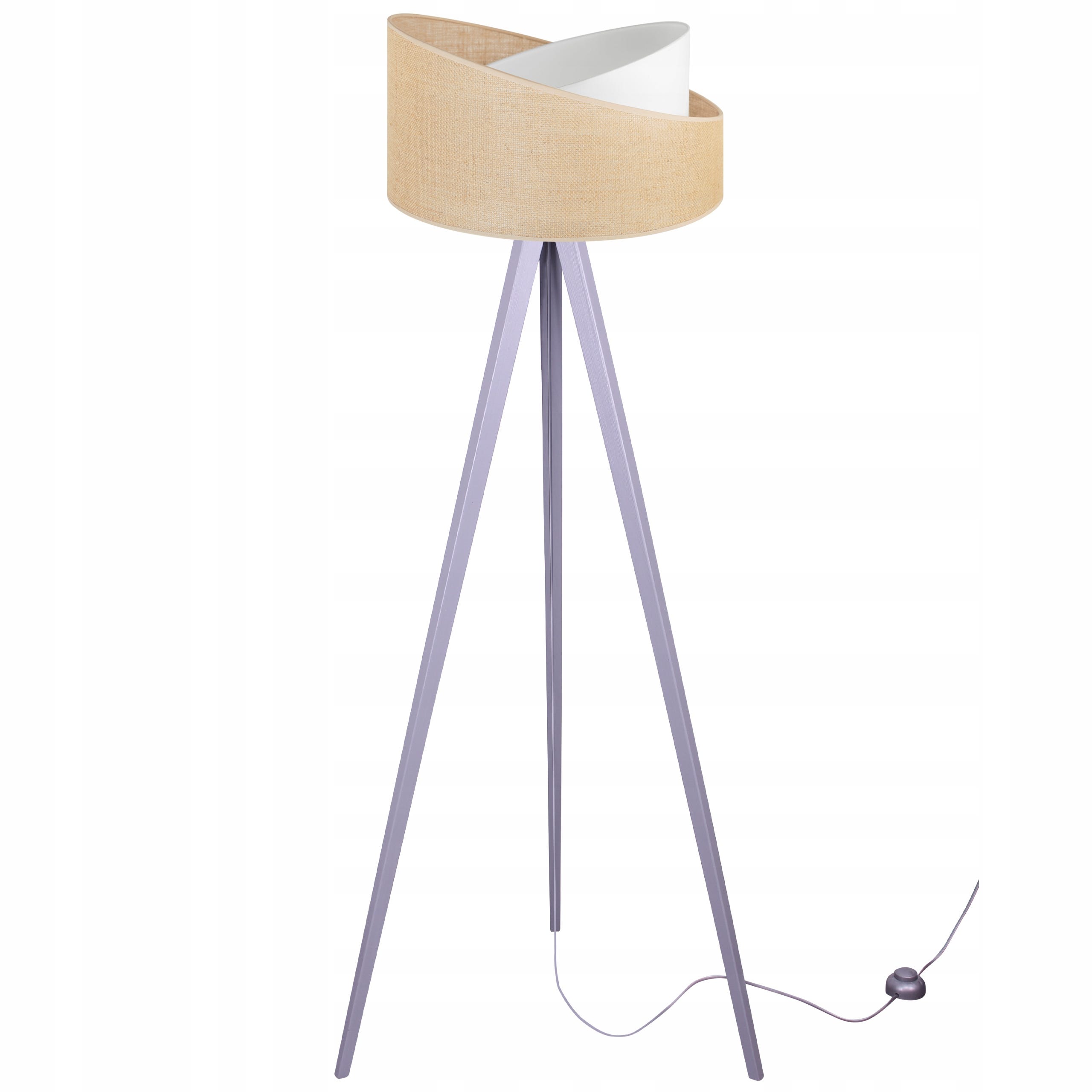 Lampadaire Juta, 1 x E27, abat-jour asymétrique beige/violet, 45 cm ...