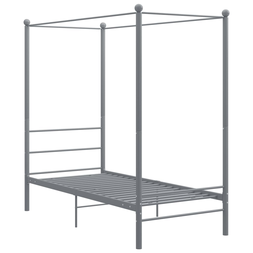 Cadre de lit à baldaquin sans matelas gris métal 90x200 cm vidaXL - 2