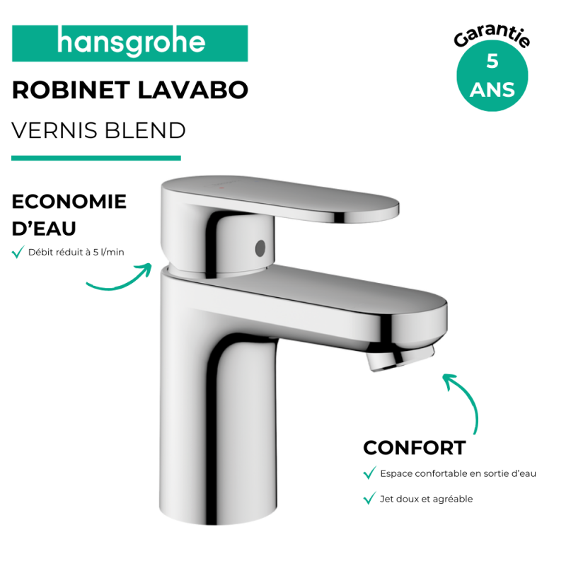 Mitigeur lavabo HANSGROHE Vernis Blend 70 Chromé - 3