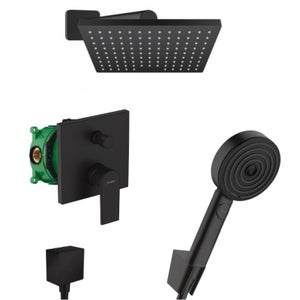 Hansgrohe Vernis Shape Pulsify Set de douche tout en 1 avec Douche de tête 230 XXL + Douchette à main 3 jets, Noir mat