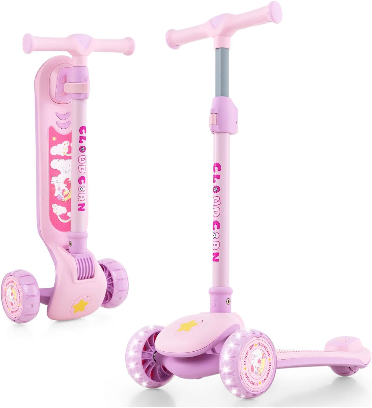 Monopattino LOL-FUN A 3 Ruote Per Bambini 3-12 Anni, Pieghevole, Con Manubrio Regolabile E Ruote LED, Carico Max 50 Kg