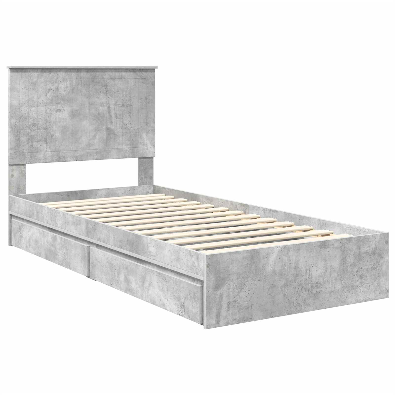 Lit de rangement Gris béton 90 x 190 cm panneau de bois - 4