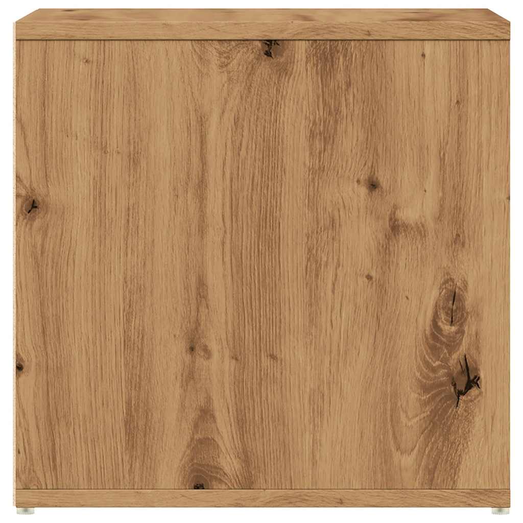 Tabouret à tiroir en bois d'ingénierie de chêne fabriqué à la main 40,5x40x40 cm - COMFORTXL - 5
