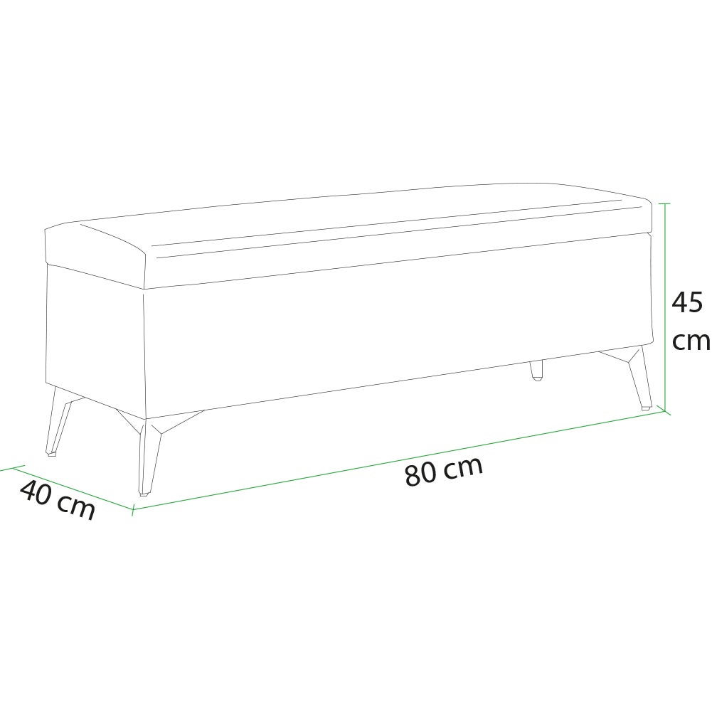 Cassapanca Contenitore Verde in Ecopelle Divano Piedini in Metallo 80x40x45cm - 3