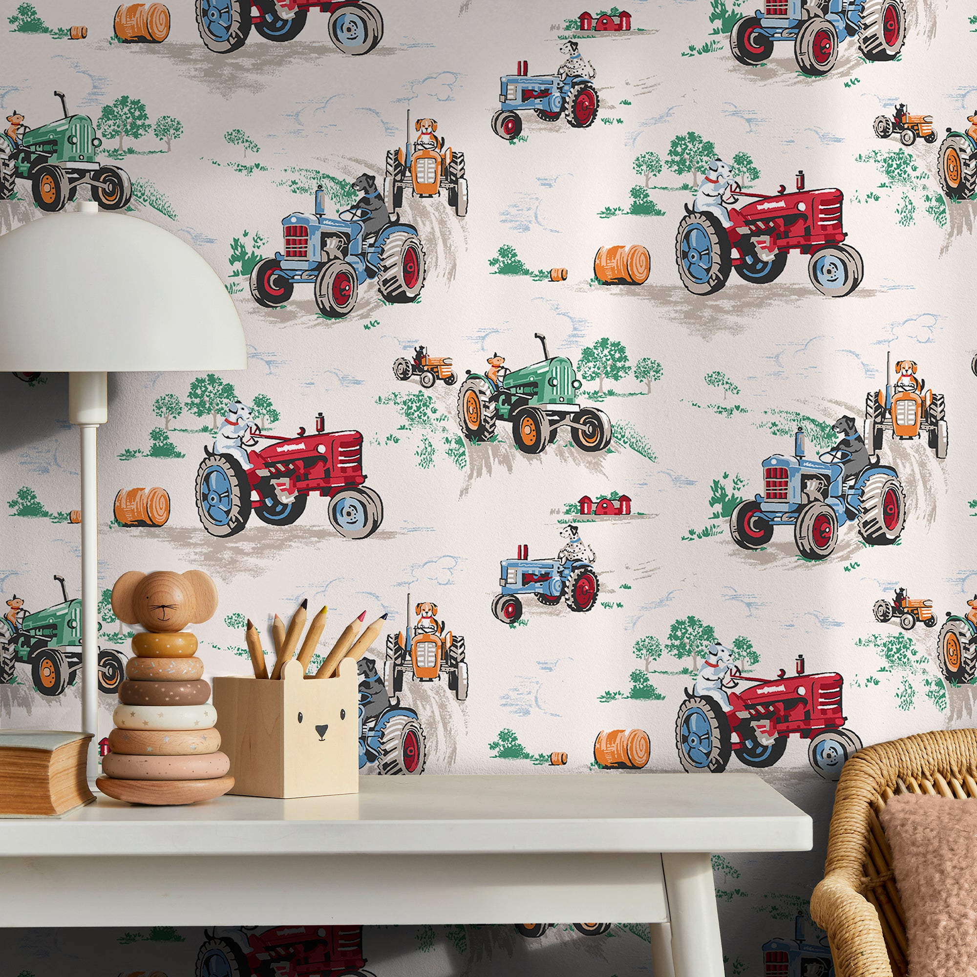 Cath Kidston Tapeta filzelinowa TRACTOR wielokolorowy 10 m x 52 cm