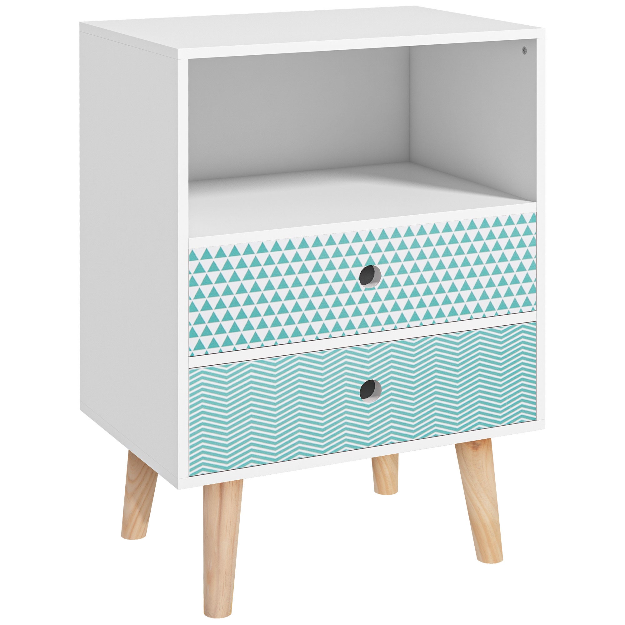 Commode Enfant 3 Tiroirs HOMCOM - 56x37x37 Cm, Bleu, Rangement Jouets Et Vêtements