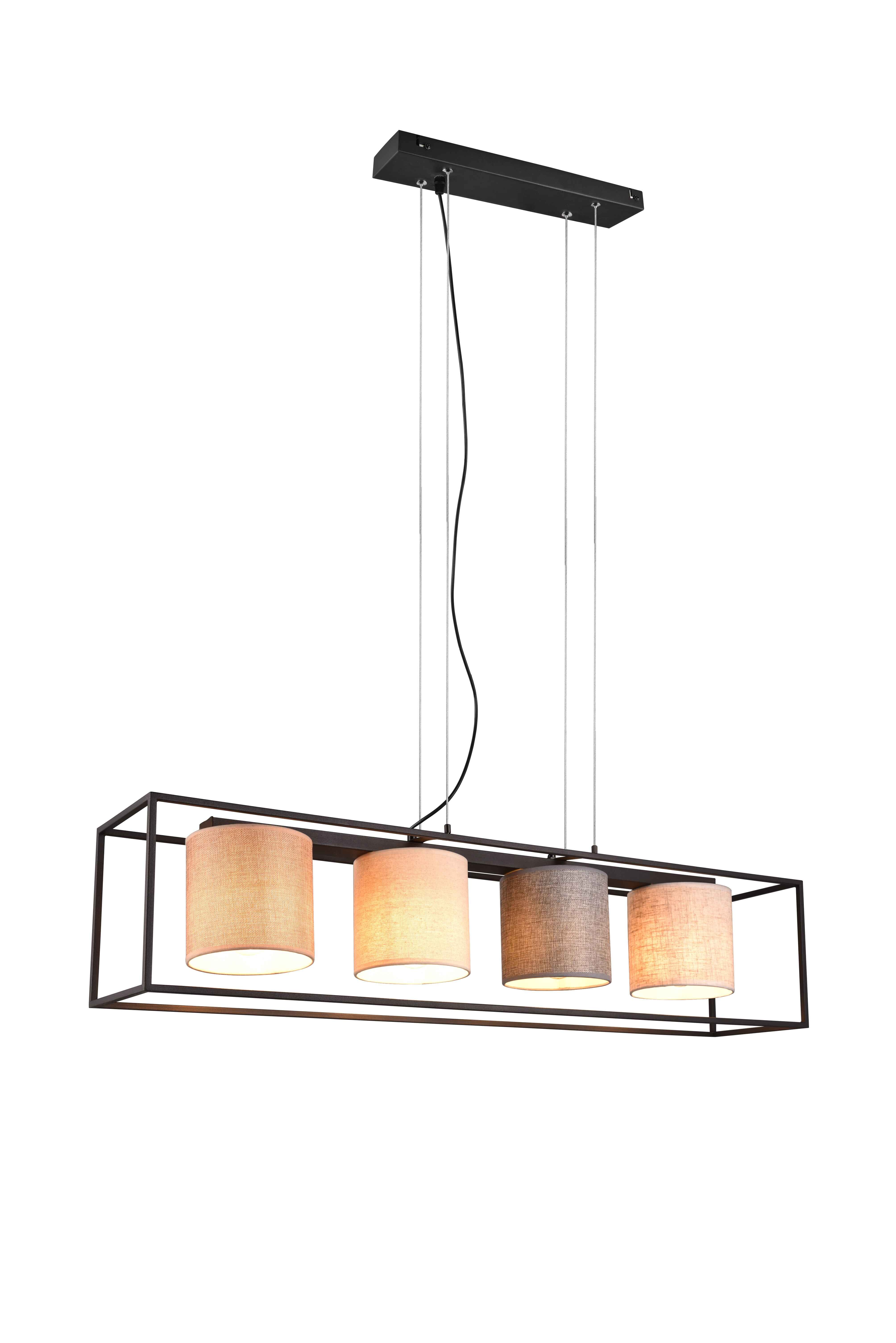 Lampa wisząca ROSS czarno-brązowa-odcienie brązu 4xE27x25W metal wym:150x100x20cm IP20 Trio
