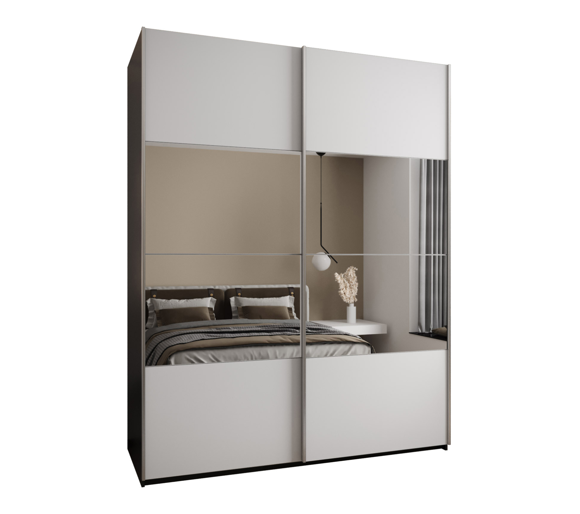 Szafa przesuwna wysoka Lux 4 190 x 64 x 245,5 cm czarny + biały + u. srebrny - Abiks Meble