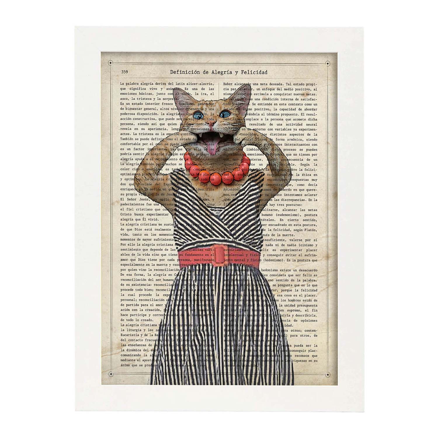 Poster De Gato Haciendo La Burla. Láminas De Animales Con Definiciones.  Ilustraciones De Animales Con Textos. Marco Negro - A3 | Leroy Merlin