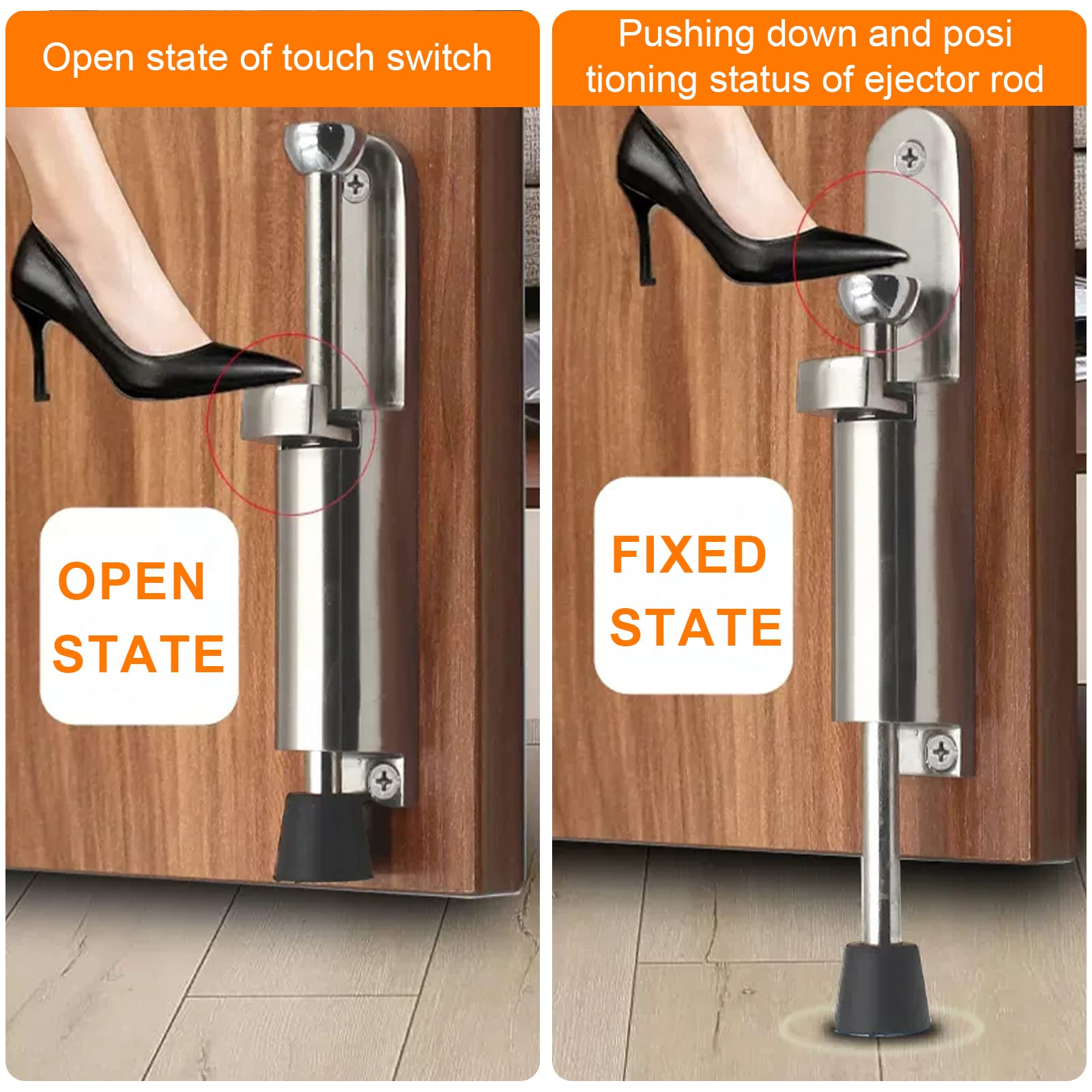Arrêt de Porte en Métal avec Commande au Pied, Bloque Porte Sol, Stop Porte, Cale Porte, Bloc Porte, Butée de Porte Support de Porte en Alliage de - 4