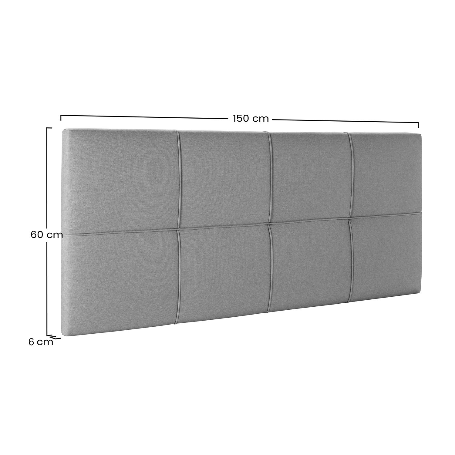 Cabecero tapizado Sicilia 150x60 cm color Gris Claro - 6