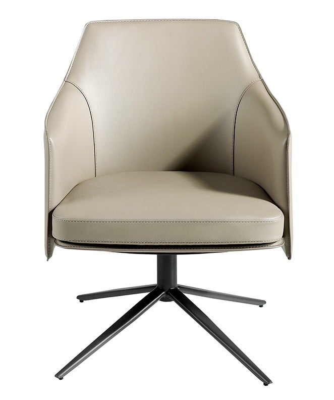 Sillón giratorio jasmina de piel sintética beige y patas de acero-color aqua 71 gris claro