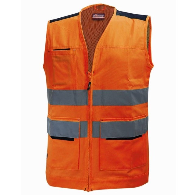 U-Power - Gilet sans manches multifonctions orange haute visibilité SMART - Orange - M