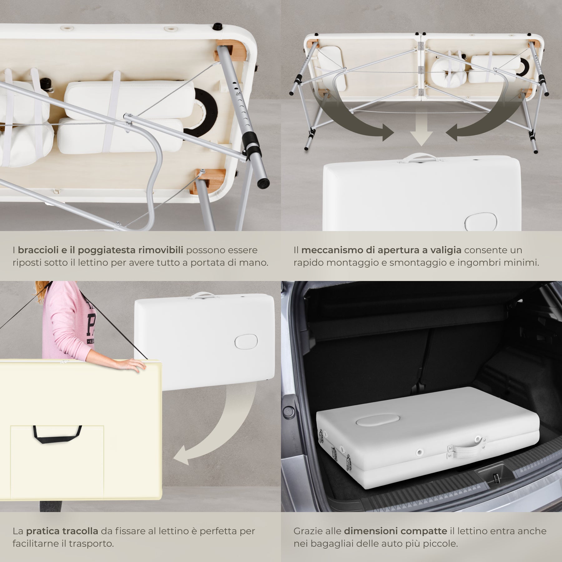 Table de massage 2 zones en aluminium portable pliable et réglable en hauteur TECTAKE - 5