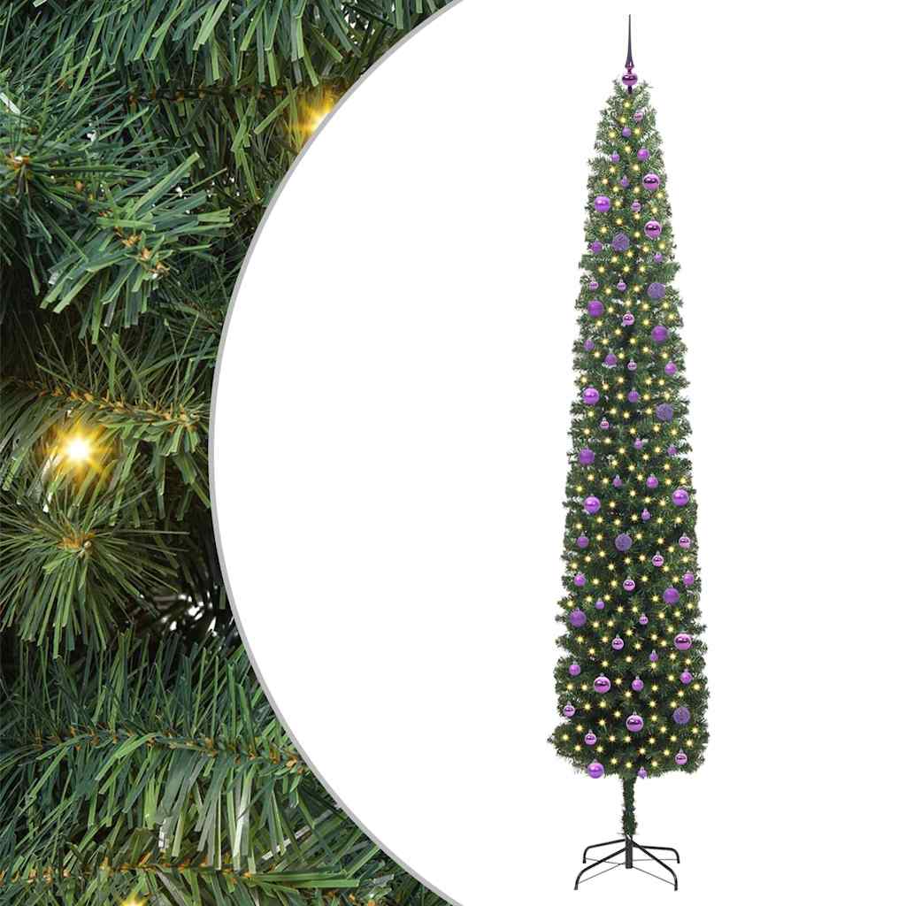 Sztuczna choinka z podstawą Zielony 270 cm PVC, stal i plastik