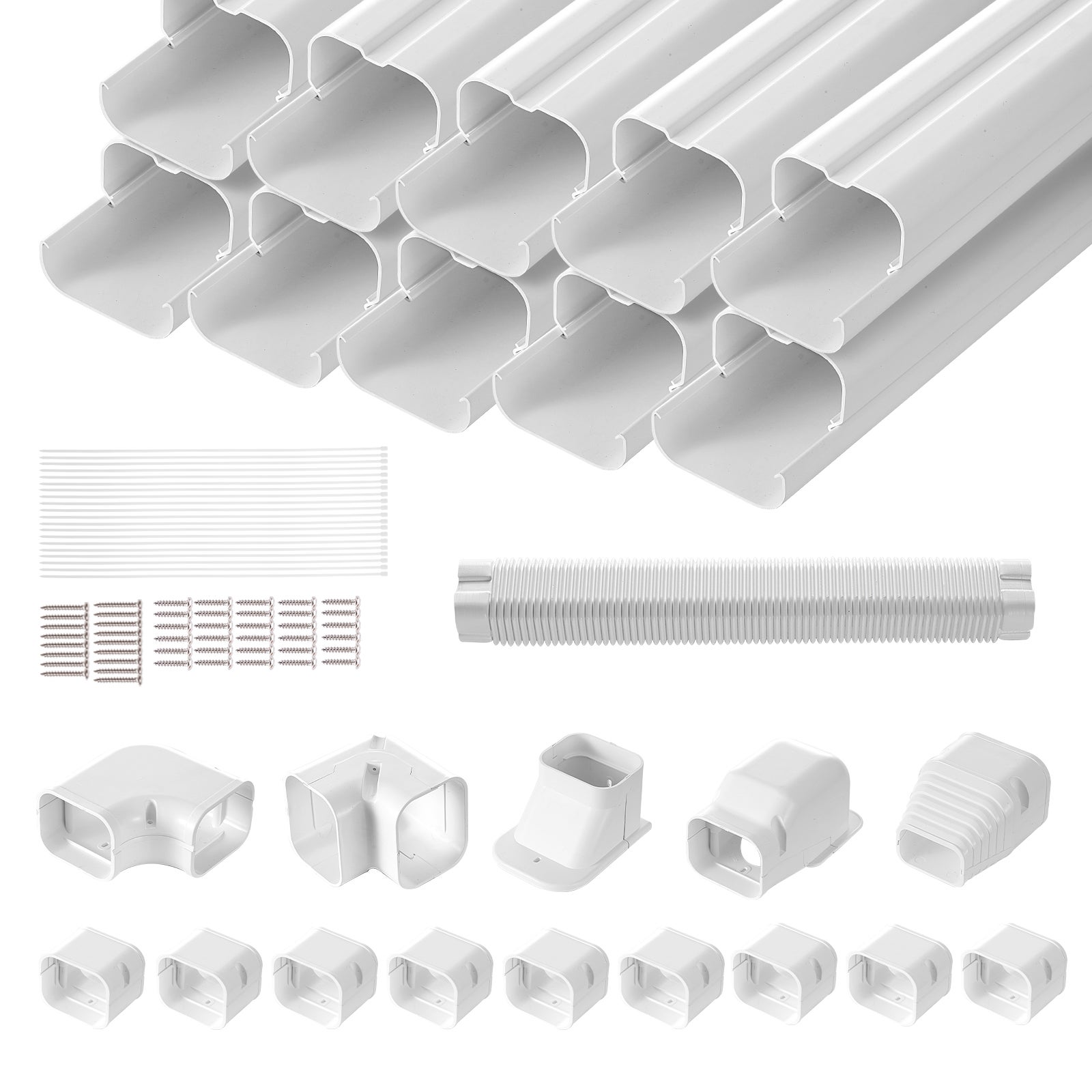 Zestaw osłon Mini Split Line 76,2 mm szer. 5400 mm dł. Dekoracyjna osłona rury PCV do klimatyzacji z 10 prostymi kanałami i pełnymi komponentami VEVOR