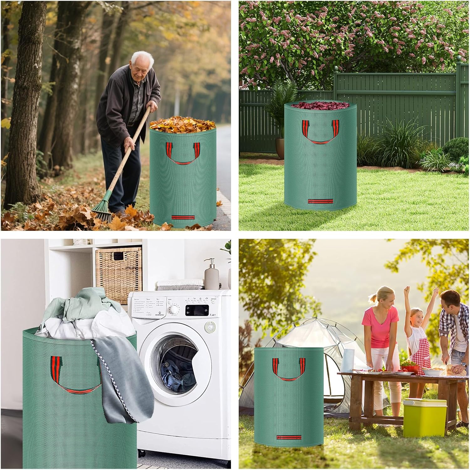 HOMIKLSA 3X 272L Sacs à Déchets de Jardin, Autoportants, Imperméables, Durables et Anti-Corrosion pour Déchets Verts et Tontes de Gazon - 7
