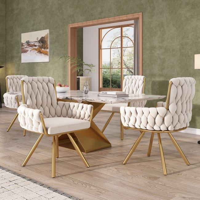 Set 6 Sedie Da Pranzo Moderne Imbottite: Comfort E Design Per La Tua Casa (Bianco)