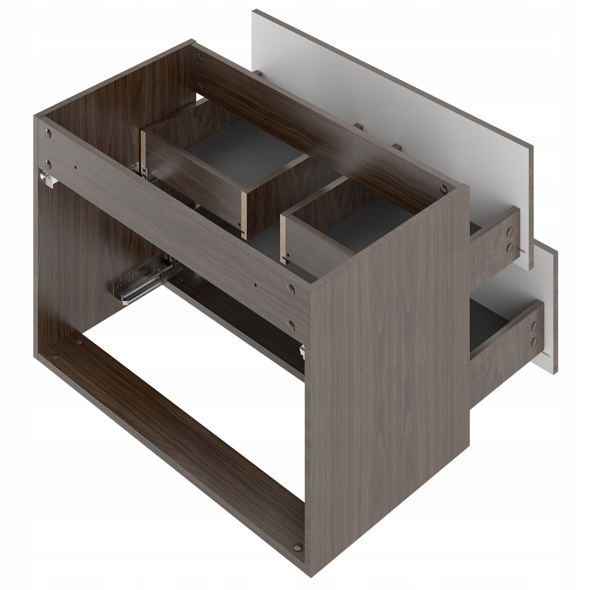 Szafka łazienkowa STELLA 80 cm orzech z czarnym blatem wisząca ryflowana - 6