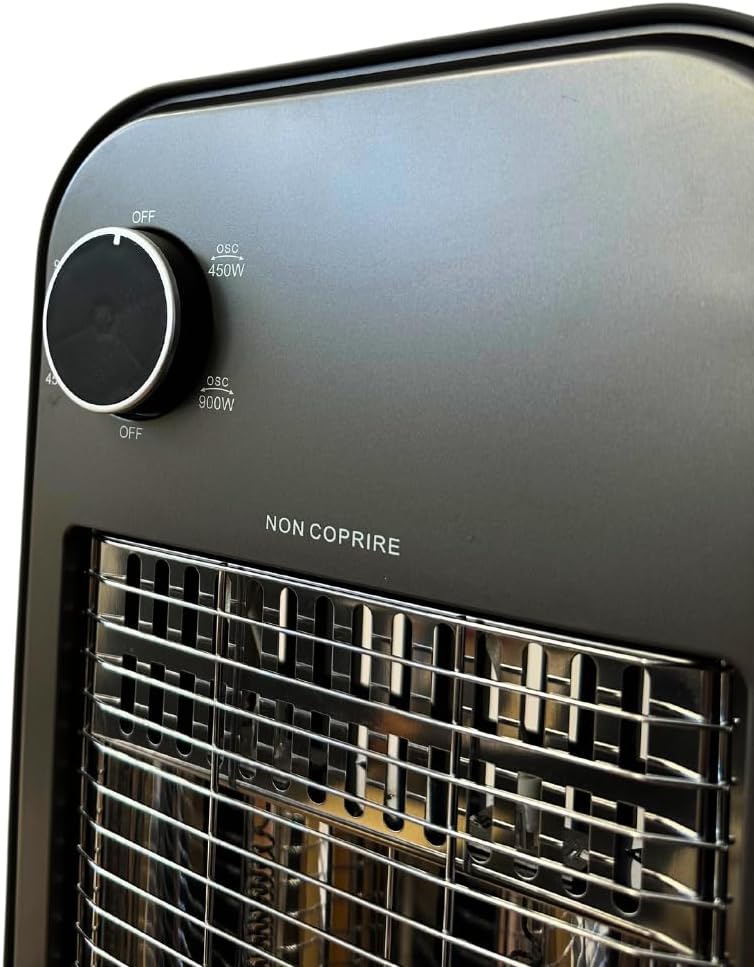 Stufa A Carbonio Oscillante Ardes Tizzo 900W – Portatile Con Maniglia, Oscillazione Orizzontale, Protezione Antiribaltamento, 450/900W